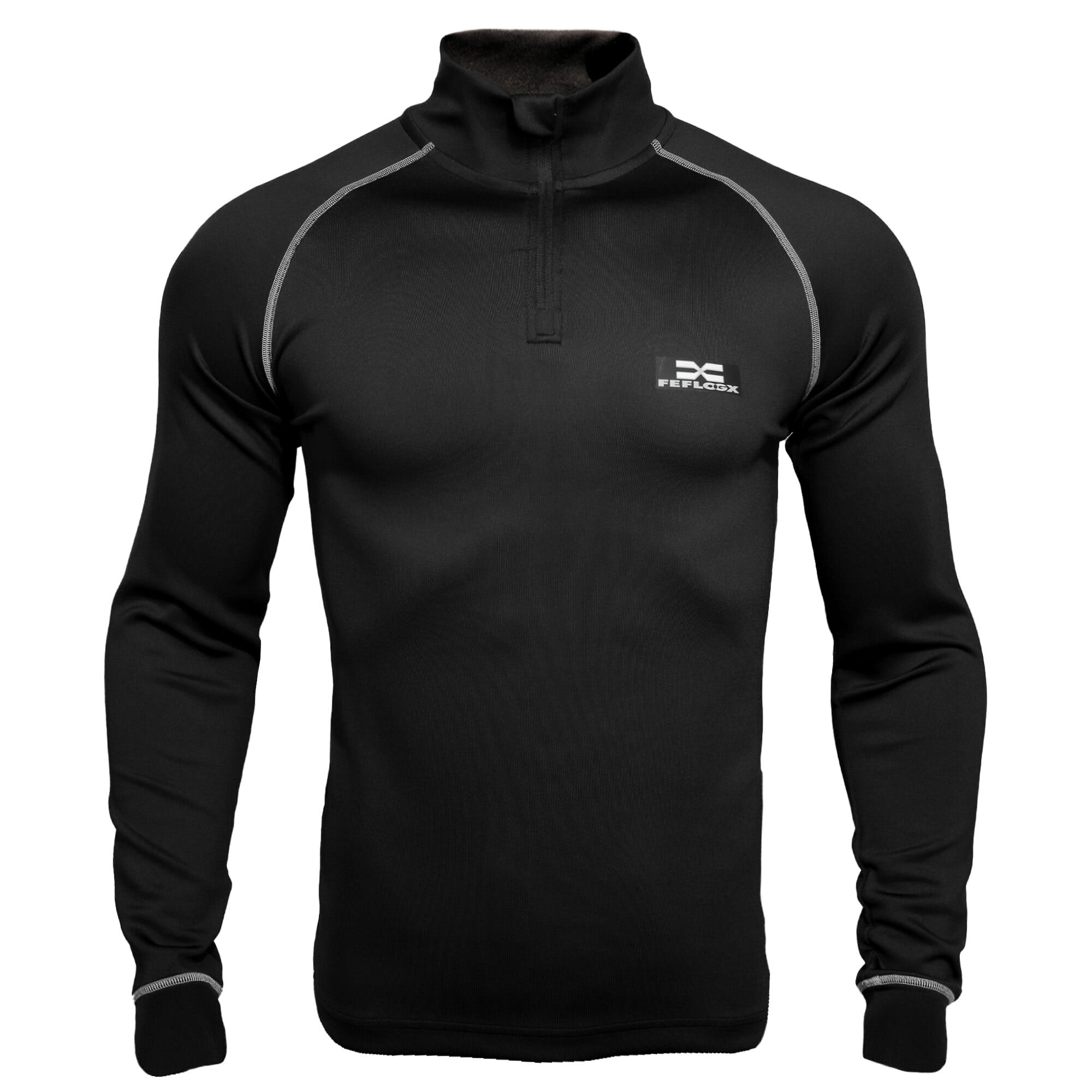 FEFLOGX Sportswear Longsleeve Pure, schwarz. Sport-Sweater, Sport Pullover für Fitness, Joggen, Kampfsport und mehr, vordere Ansicht. Sportkleidung Herren. FFX Functional Longsleeve Pure