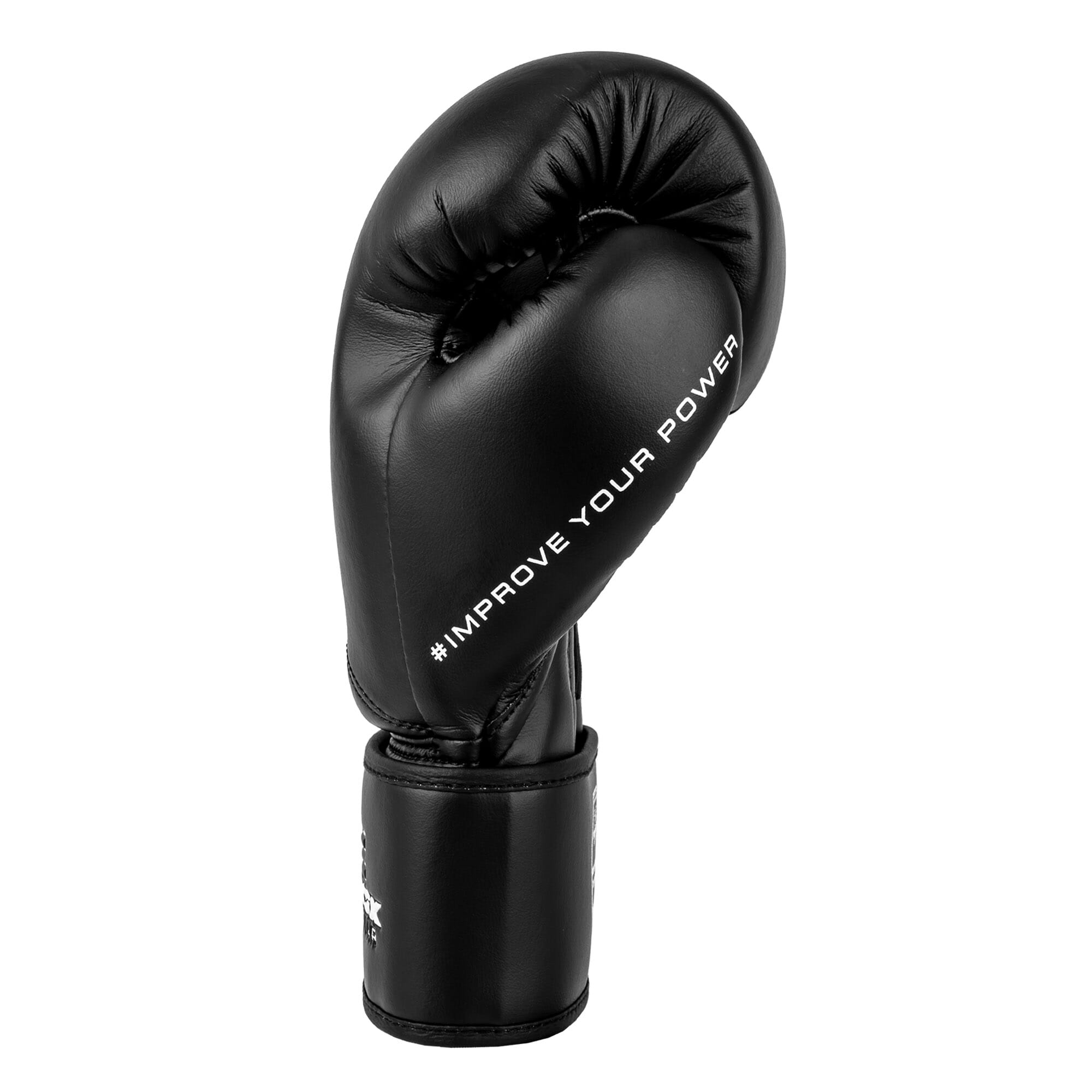 FFX Pro Boxhandschuhe Performance Striker von FEFLOGX Sportswear. Professionelle Kick Box Handschuhe, ultra hochwertig, Boxing-Gloves für max. Power, Kickbox Handschuhe, Muay Thai Handschuhe, Boxen Handschuhe Sparring, Boxsack-Handschuhe. Größen: 8oz, 10 oz, 12 oz, 14 oz, 16 oz. Farben: schwarz, rosa, olivgrün & weiß. Foto der Seite eines schwarzen Boxhandschuhs. FFX High-Level Multi Mundschutz Pro Fight Performance
