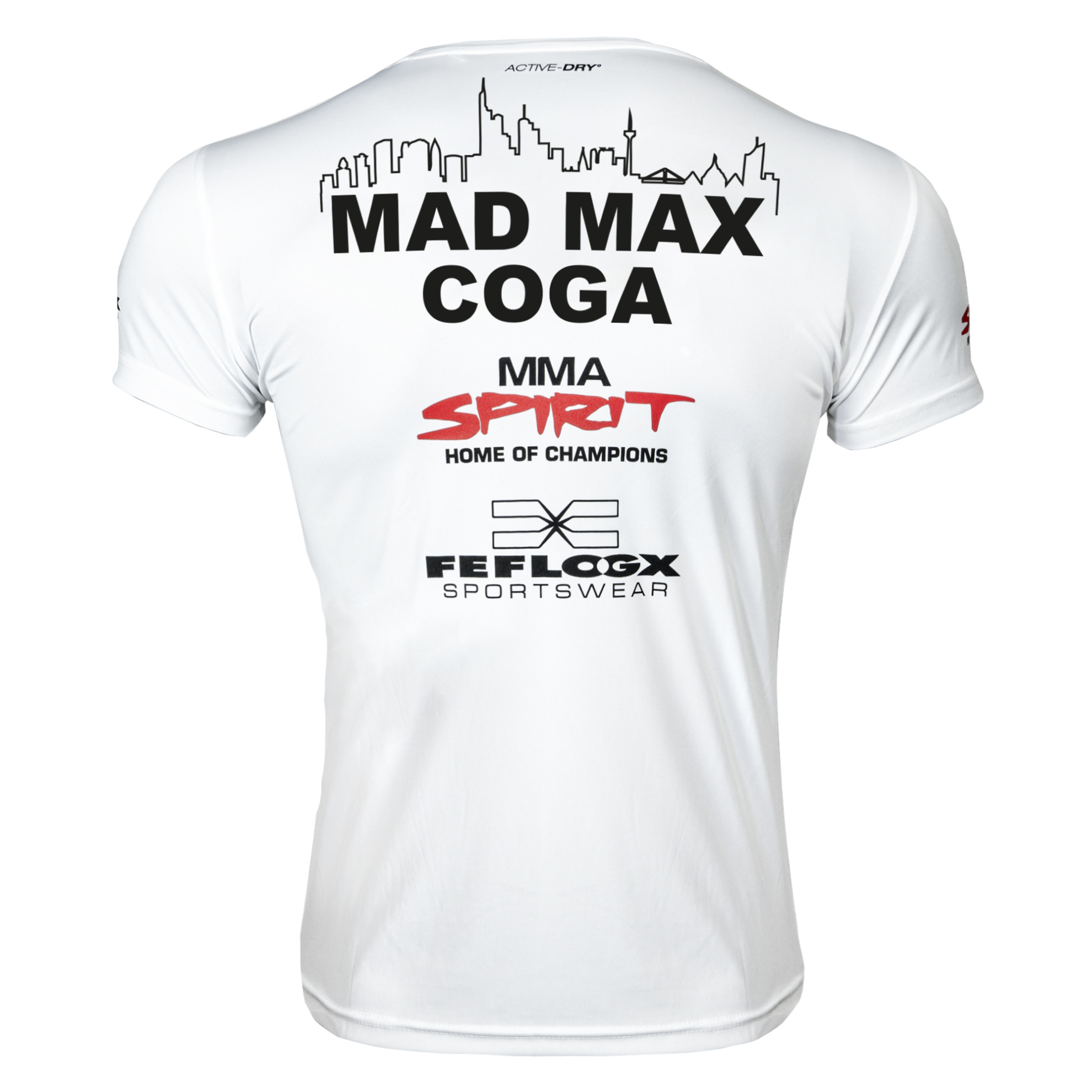 Mad Max Coga Fanshirt Rückansicht, GMC MMA, PFL MMA, MMA Spirit X FEFLOGX Sportswear, Frankfurt am Main. FFX Support-Shirt PFL MMA NFC Fighter Mad Max Coga