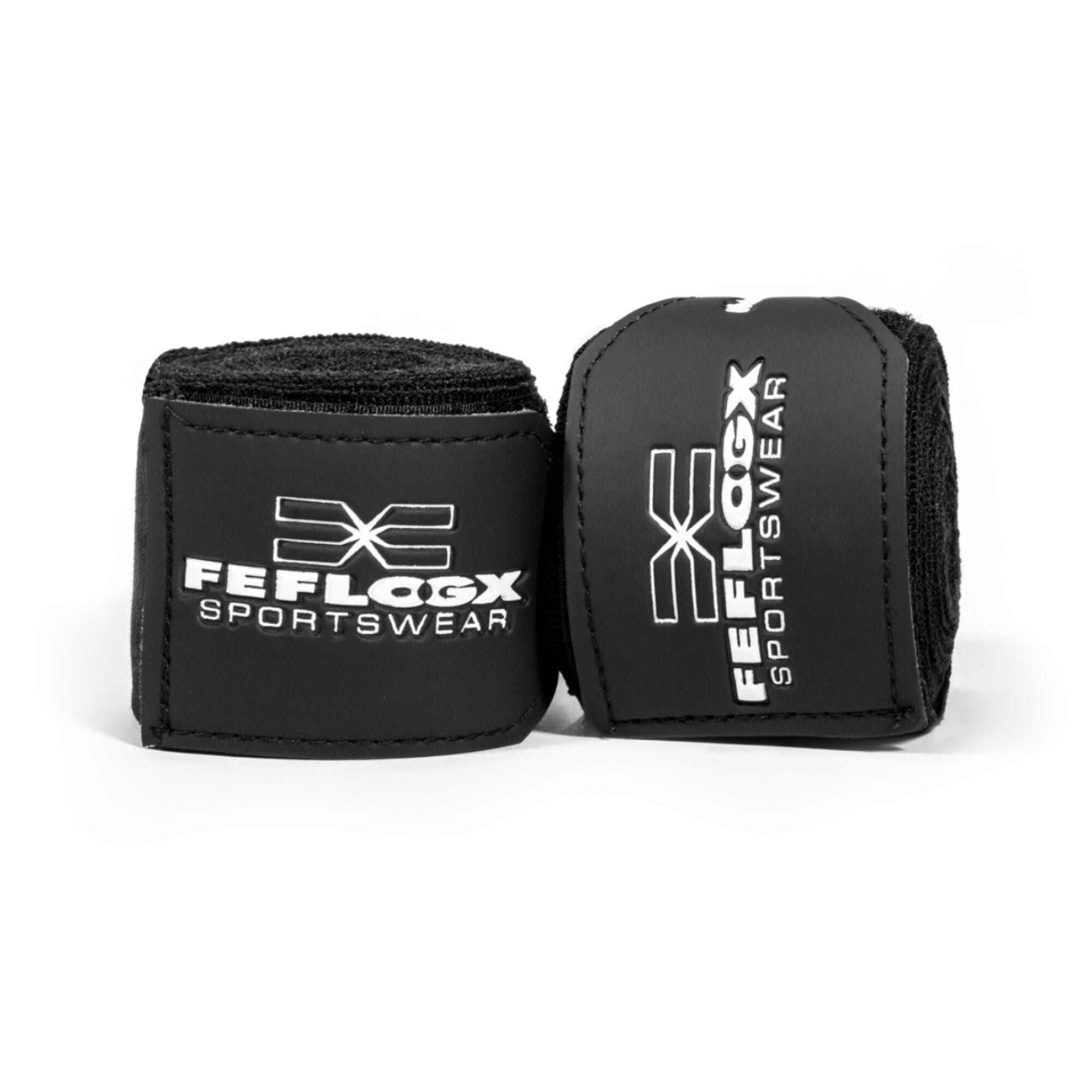 Box-Bandagen Performance Strike von FEFLOGX Sportswear, Boxbandagen, Handbandagen, Bandagen, MMA Bandagen Kampfsport, schwarz - weiß - rot - blau, 4,5m & 3m, mit Tasche/Beutel zum Waschen & Aufbewahren. Max. Power, extremer Halt & hoch-komfortabel, schwarze Übersichts-Bild (3). FFX elastische Profi Boxbandagen Performance Striker