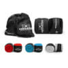 Box-Bandagen Performance Strike von FEFLOGX Sportswear, Boxbandagen, Handbandagen, Bandagen, MMA Bandagen Kampfsport, schwarz - weiß - rot - blau, 4,5m & 3m, Front-Image Bild mit Tasche/Beutel zum Waschen. Max. Power, extremer Halt & hoch-komfortabel. FFX elastische Profi Boxbandagen Performance Striker