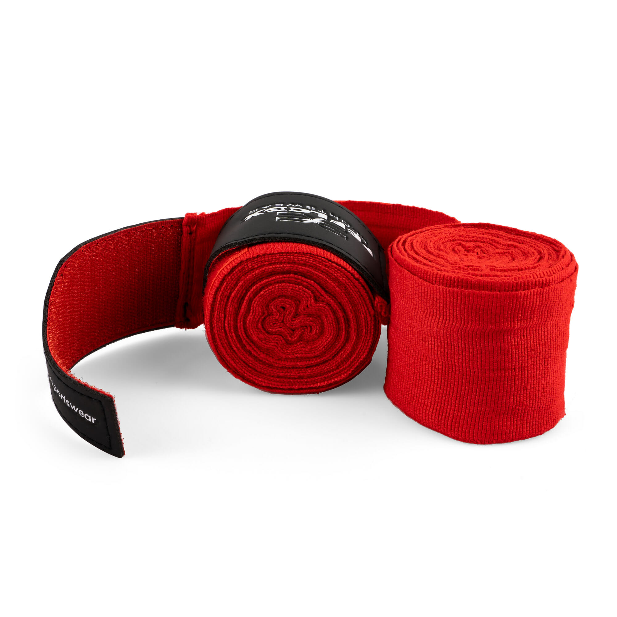 Box-Bandagen Performance Strike von FEFLOGX Sportswear, Boxbandagen, Handbandagen, Bandagen, MMA Bandagen Kampfsport, schwarz - weiß - rot - blau, 4,5m & 3m, mit Tasche/Beutel zum Waschen & Aufbewahren. Max. Power, extremer Halt & hoch-komfortabel, rote Bandagen Übersichts-Bild (4). FFX elastische Profi Boxbandagen Performance Striker