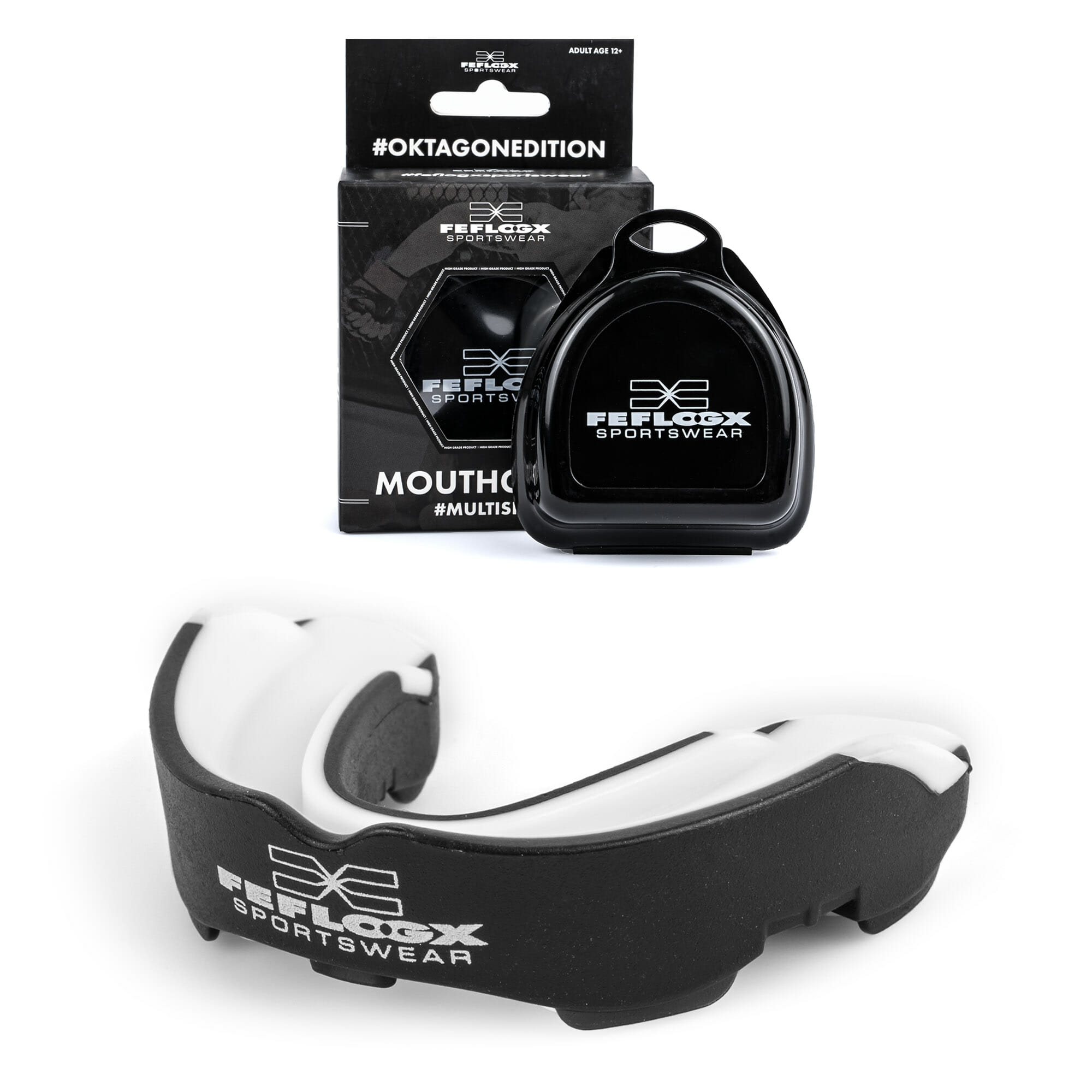 Hoch-professioneller FFX Multi Mundschutz Boxen Fight Performance von FEFLOGX Sportswear, Profi Kampfsport Zahnschutz Boxen MMA, Ringen, Box Zahnschutz Hockey, Mouthguard, multifunktional vielseitig einsetzbar, Muay-Thai, Kickboxen, Rugby & viele mehr, für jegliche Kontaktsportarten & Kampfsportarten, höchster Komfort & erstklassige Atemwegskanäle, max. bester Schutz, mit sehr hygienischer Aufbewahrungsbox & Anleitung auf der Verpackung, mit FFX Logo in weiß (6). FFX Pro Speed Rope Springseil Athletic Performance
