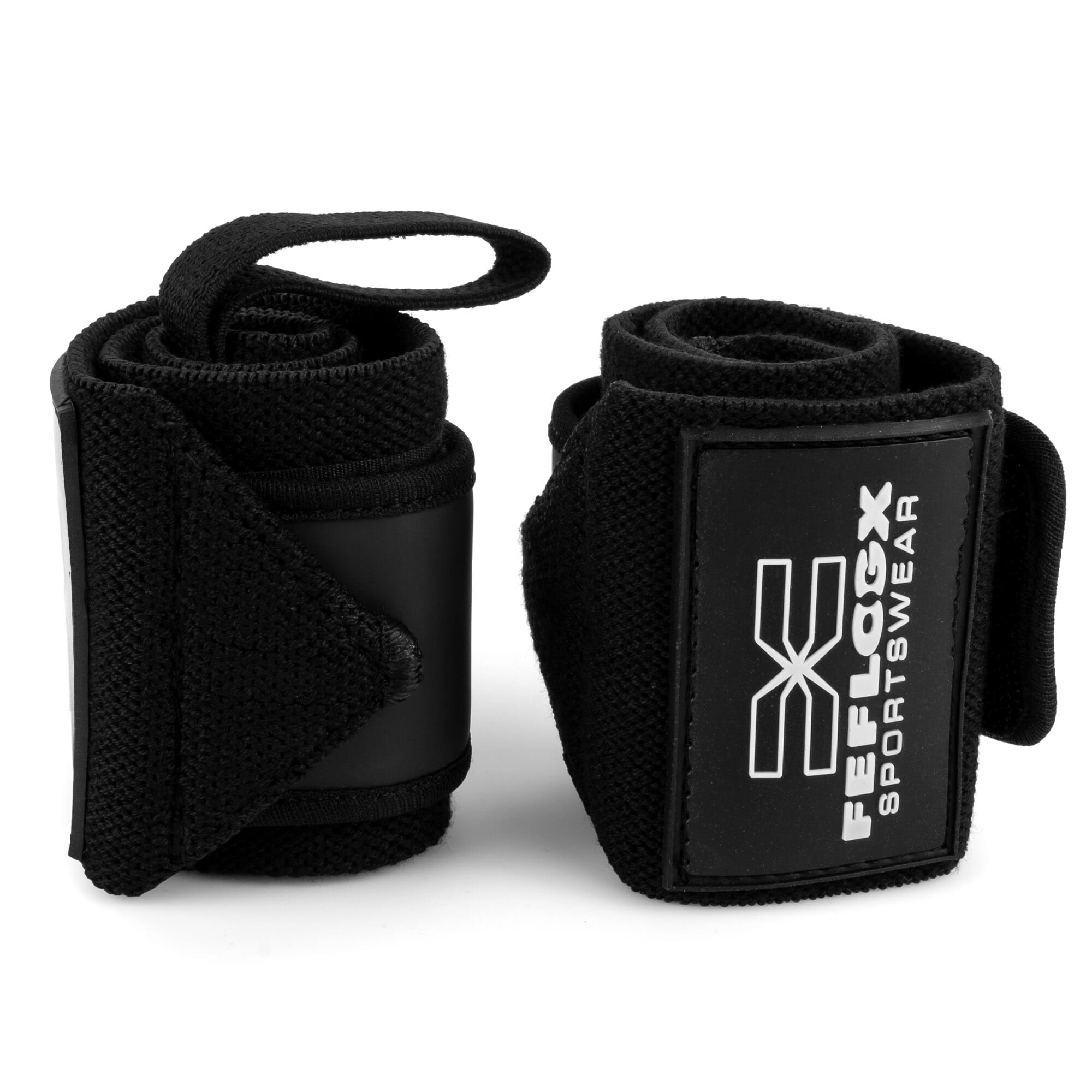 Gewichtheber Bandagen Zughilfen Fitness Performance von FEFLOGX Sportswear, Handgelenkstützen, Handgelenkbandagen, Lifting Straps, mit Daumenschlaufen, aufgerolltes Foto der Wrist Wraps (2). FFX Fitness Handgelenk Bandagen Elite Strength