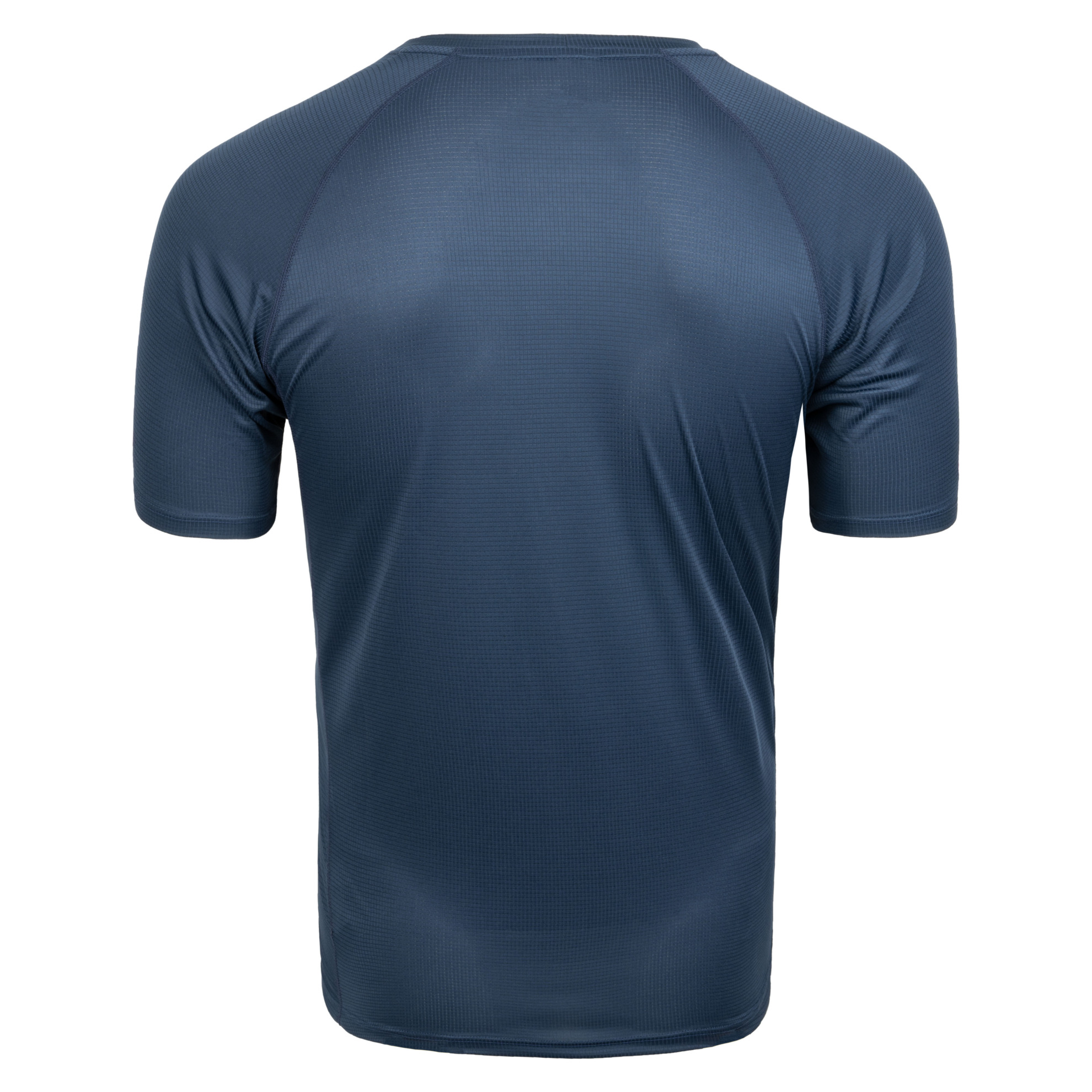 FFX Dry-Tech Mesh Funktionsshirt Superior Fit by FEFLOGX Sportswear, super bequem, leicht & schnelltrocknen, sowie atmungsaktiv, Sportshirt, Sport Shirt, Meshshirt, Gym Shirt, Laufshirt, Dry Tech Shirt, Mesh Shirt, Fitness Shirt, Sport T Shirt, Farben: blau, schwarz, weiß, grau, hintere Ansicht des blauen Fitness T Shirt. FFX Dry-Tech Mesh Funktionsshirt Superior Fit