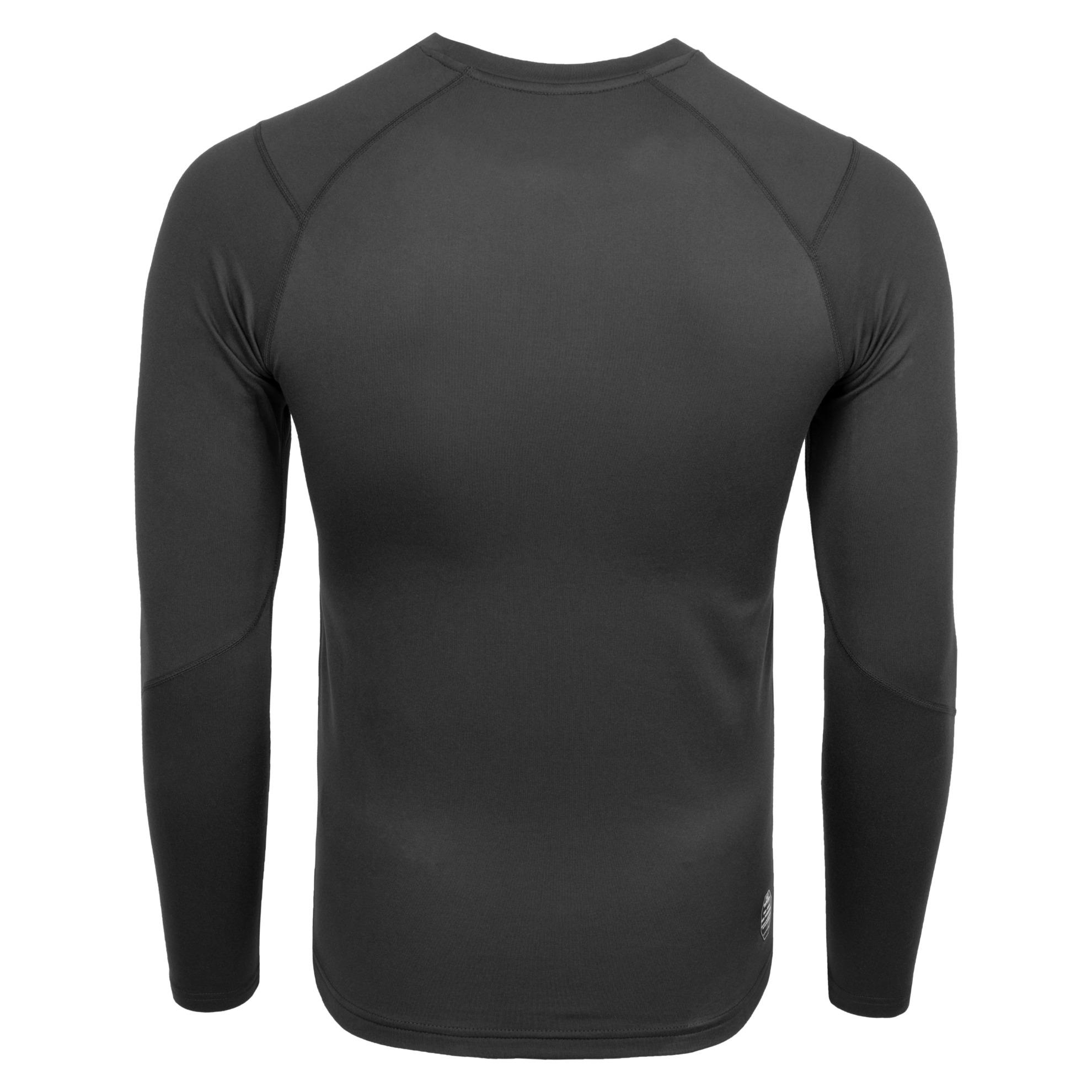 FFX Körperbetontes Sport Sweatshirt Performance Comfort von FEFLOGX Sportswear. Extrem hochwertig, super bequem, unglaublich gemütlicher Stoff & erstklassige Passform, Sport Sweatshirt, Sweatshirt, Sport Oberteil, Longsleeve Shirt, langes Sportshirt, Sport Pullover, Farben: grau, schwarz & blaugrün. hintere Ansicht der schwarzen Farbe. FFX Langarm Compression Rashguard Core Fit