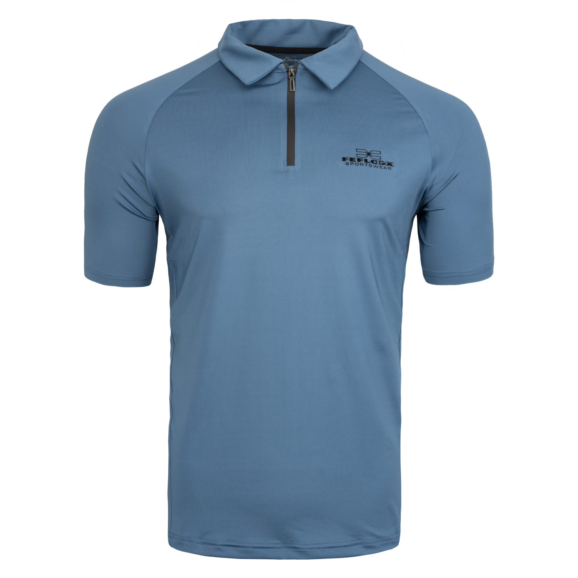 FFX Performance Poloshirt Excellent Athletics by FEFLOGX Sportswear, elegantes Polo Shirt, stilvolles Poloshirt, super bequemes Polo T Shirt, High Performance Sport Polo Shirt, Poloshirt Herren, Farben: schwarz, grün, blau, Vorderseite blaues Sport Poloshirt. FFX Performance Poloshirt Excellent Athletics