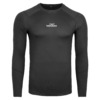 FFX Körperbetontes Sport Sweatshirt Performance Comfort von FEFLOGX Sportswear. Extrem hochwertig, super bequem, unglaublich gemütlicher Stoff & erstklassige Passform, Sport Sweatshirt, Sweatshirt, Sport Oberteil, Longsleeve Shirt, langes Sportshirt, Sport Pullover, Farben: grau, schwarz & blaugrün. Front-Ansicht der schwarzen Farbe. FFX Langarm Kompressions Sport Shirt Extreme Power
