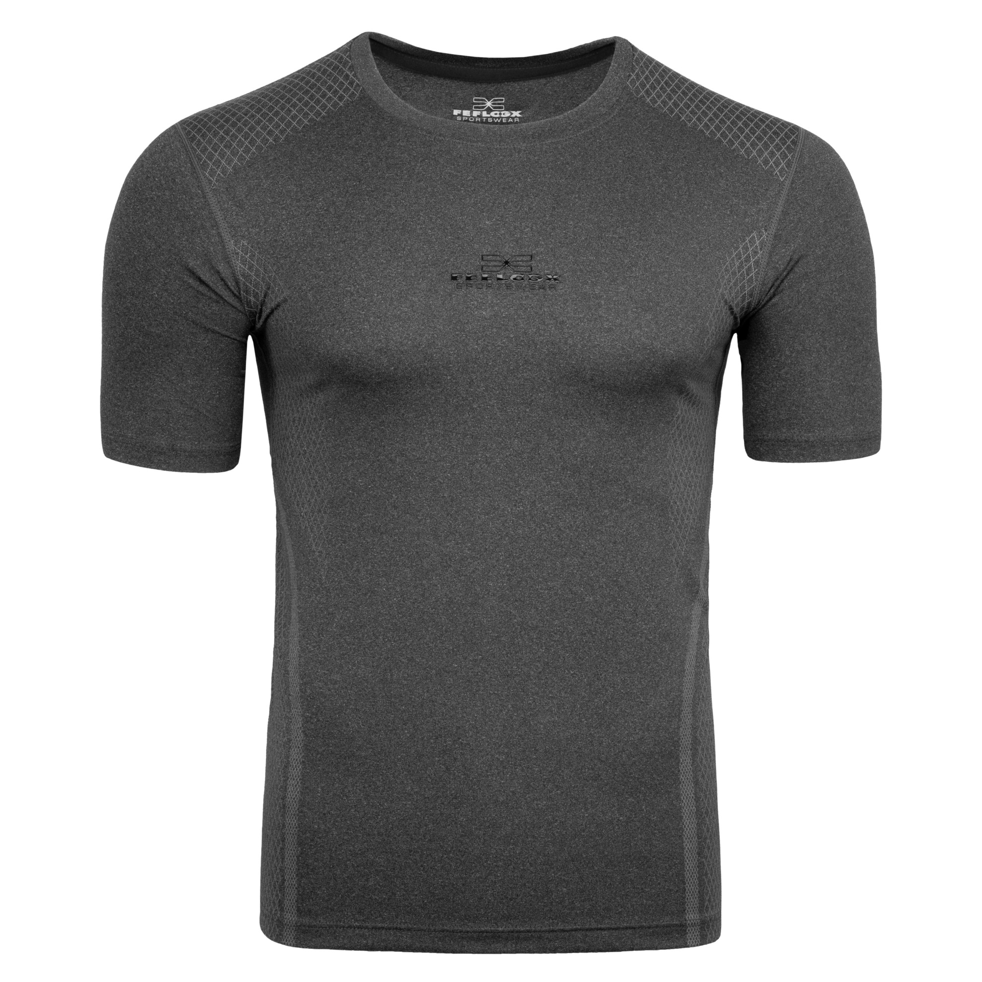 FFX Performance Compression Rashguard Suplex by FEFLOGX Sportswear, super komfortabel & mega Top stylisches Design, High-Performance Sportshirt, Rashguard, Gym Shirt, MMA Shirt, Kompressionsshirt, Shirt Kompression, Cormpression Shirt, Funktionsshirt, stretchiges Fighting Fitness Shirt Farben: schwarz, grau, vordere Ansicht des grauen Rashguards. FFX High Performance Compression Rashguard Suplex