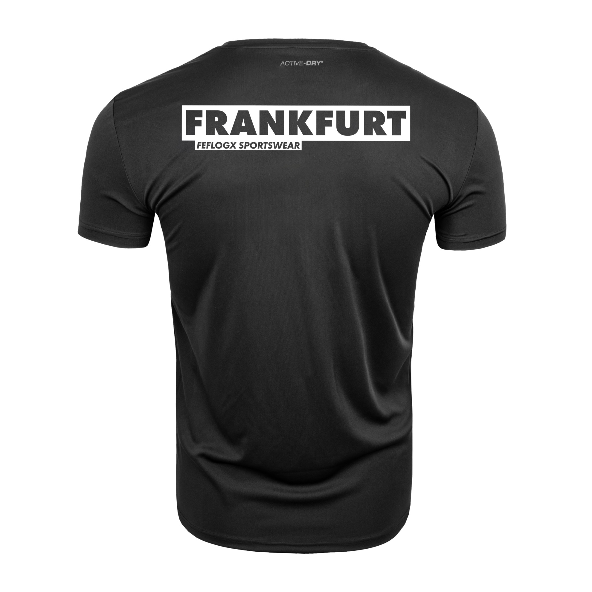FEFLOGX Sportswear: FFX Frankfurt Stadtwappen Shirt Superior, Frankfurt am Main Shirt FFM, Frankfurt T-Shirt, Eintracht Frankfurt Shirt, 069 Shirt, SGE Shirts, Fanshirt, Frankfurt Shirt, Frankfurt Fan Shirt, Stadt Frankfurt am Main Oberteil, Herren, Damen, Unisex, in schwarz & weiß, Übersichtsbild, schwarzes Shirt Rückseite (1). FFX Frankfurt Stadtwappen Shirt Exclusive "Blood Edition"