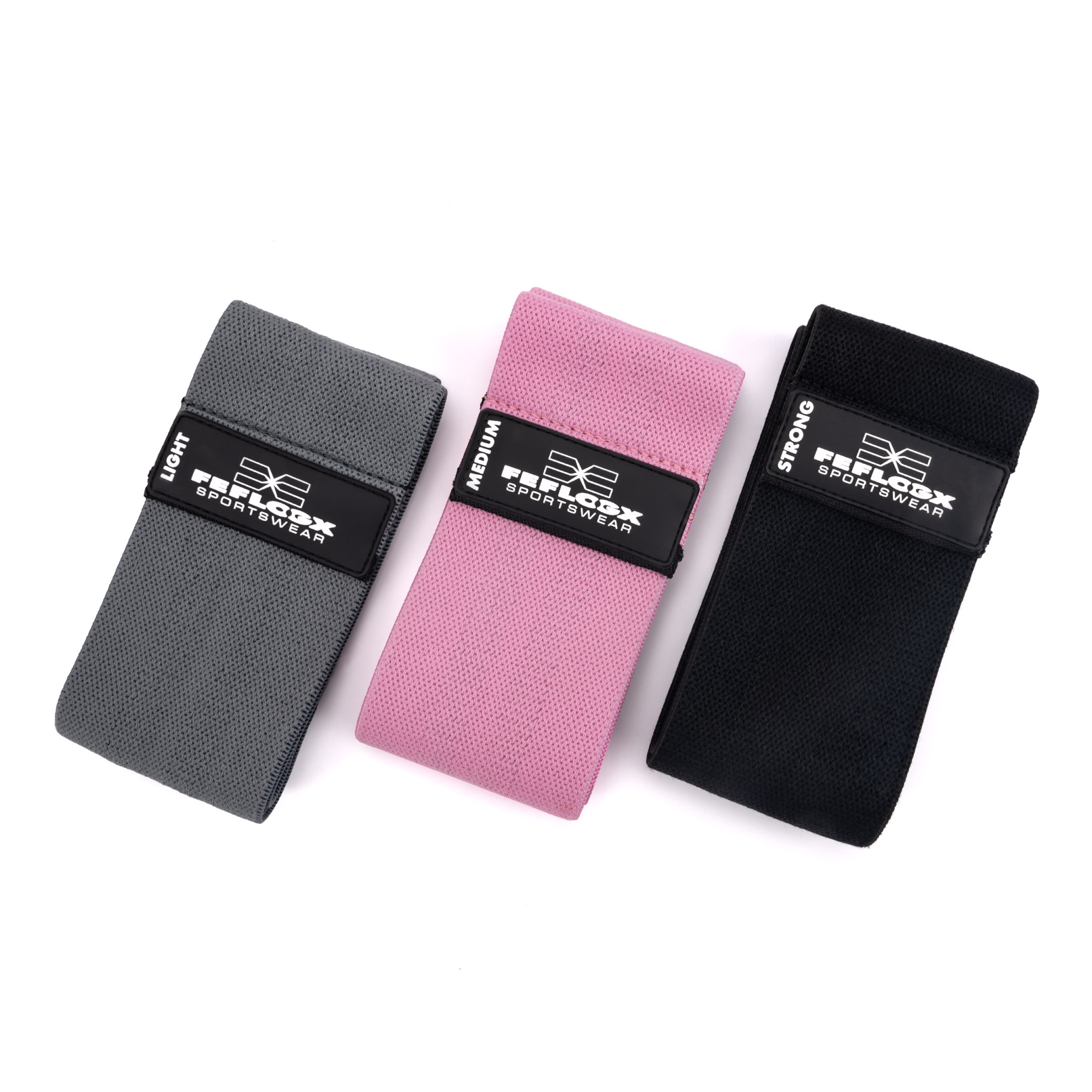 Erstklassige FFX Profi Stoff Widerstandsbänder Sport High Performance by FEFLOGX Sportswear, extrem hochwertige Gummibänder Sport, Resistance Bands, Fitnessbänder, Fitness Bänder, Booty Bands, Sport Hüftbänder mit High-Grade Silicon-Rubber-Patch & einem qualitativ sehr hochwertigen Netzbeutel zur ordentlichen Aufbewahrung, 3 verschiedene Stärken (Strong, Medium, Light) (4). FFX Profi Stoff Widerstandsbänder Sport High Performance