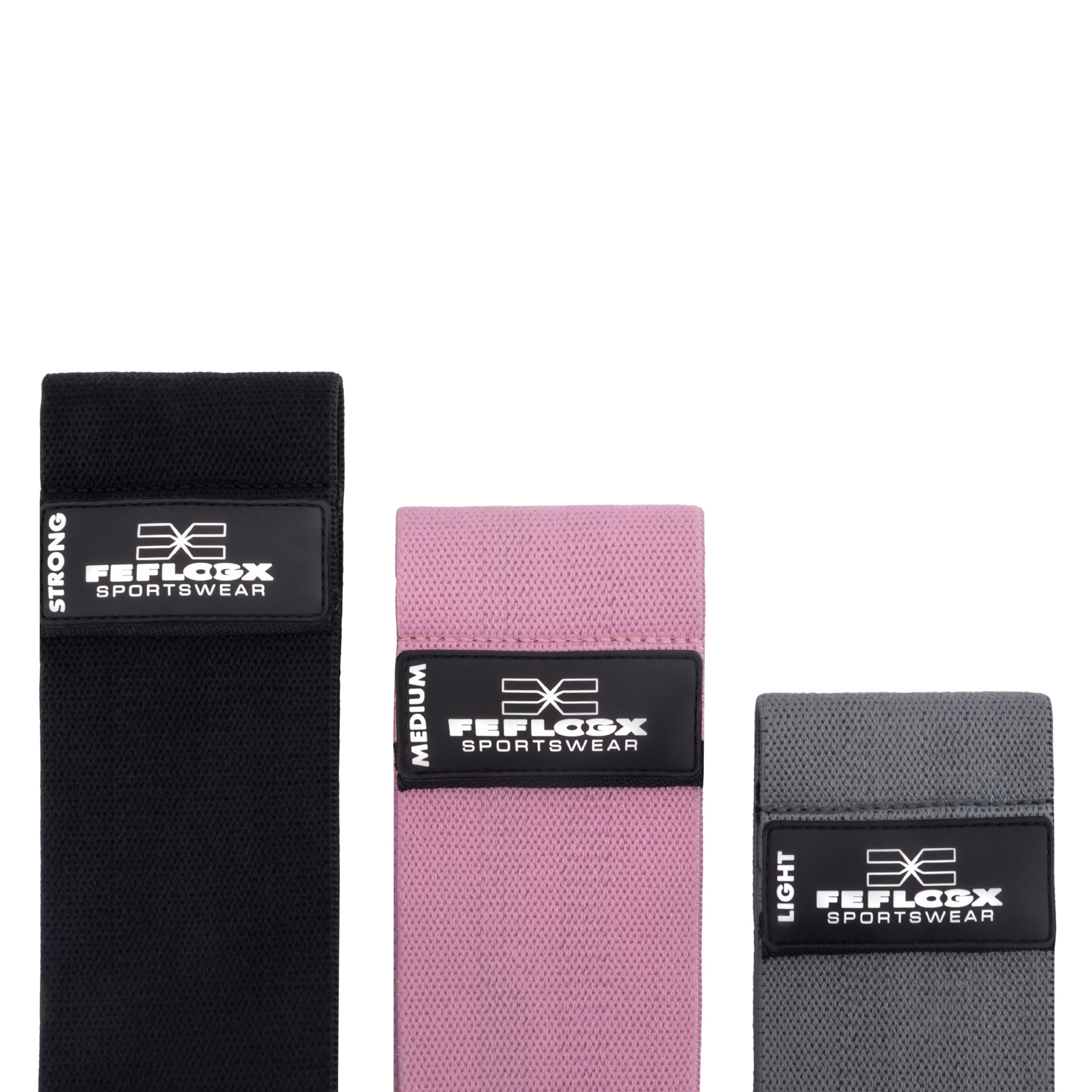 Erstklassige FFX Profi Stoff Widerstandsbänder Sport High Performance by FEFLOGX Sportswear, extrem hochwertige Gummibänder Sport, Resistance Bands, Fitnessbänder, Fitness Bänder, Booty Bands, Sport Hüftbänder mit High-Grade Silicon-Rubber-Patch & einem qualitativ sehr hochwertigen Netzbeutel zur ordentlichen Aufbewahrung, 3 verschiedene Stärken (Strong, Medium, Light) (6). FFX Profi Stoff Widerstandsbänder Sport High Performance