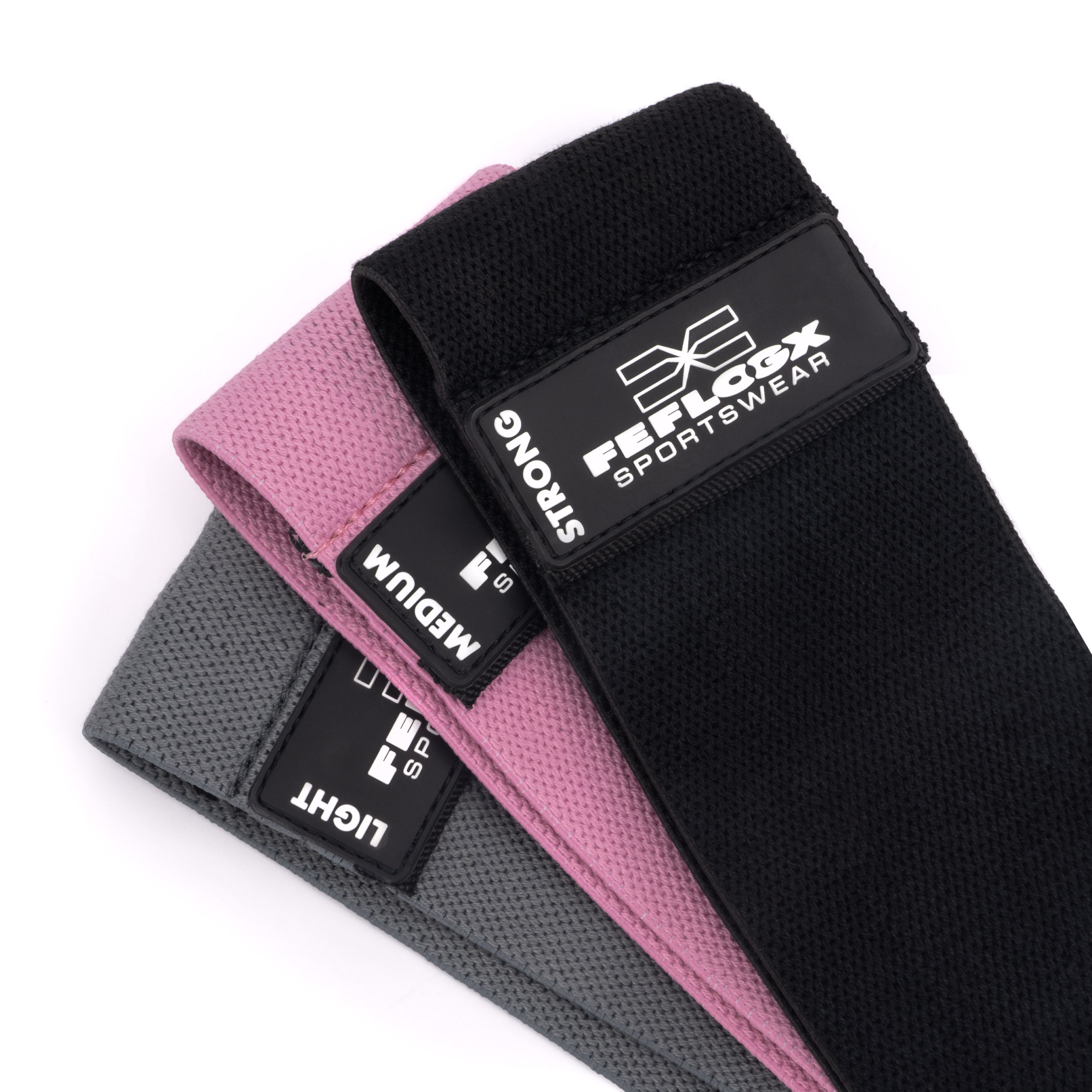 Erstklassige FFX Profi Stoff Widerstandsbänder Sport High Performance by FEFLOGX Sportswear, extrem hochwertige Gummibänder Sport, Resistance Bands, Fitnessbänder, Fitness Bänder, Booty Bands, Sport Hüftbänder mit High-Grade Silicon-Rubber-Patch & einem qualitativ sehr hochwertigen Netzbeutel zur ordentlichen Aufbewahrung, 3 verschiedene Stärken (Strong, Medium, Light) (7). FFX Profi Stoff Widerstandsbänder Sport High Performance