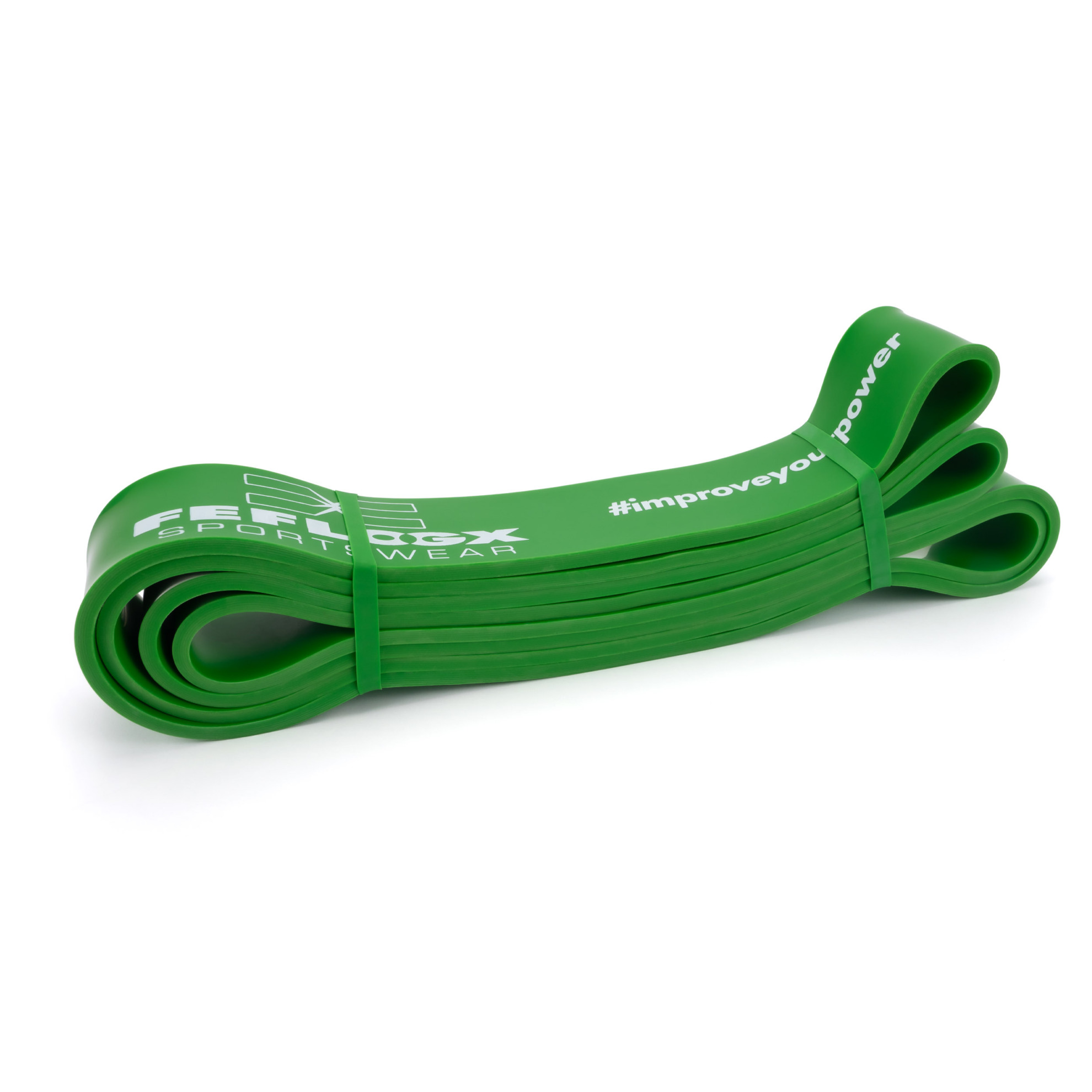 FFX Große Profi Widerstands Fitnessbänder High Performance by FEFLOGX Sportswear. Gummibänder Sport einzeln oder in 4er- & 5er-Packs, Sport Widerstandsbänder in 4 verschiedenen Stärken und Farben. Resistance-Bands, Gummiband Sport, Fitnessbänder Set für Training, auch perfekt als Klimmzughilfe, grünes, sehr starkes Loop Band, mit extrem hochwertigem Netzbeutel. FFX Große Profi Widerstands Fitnessbänder High Performance