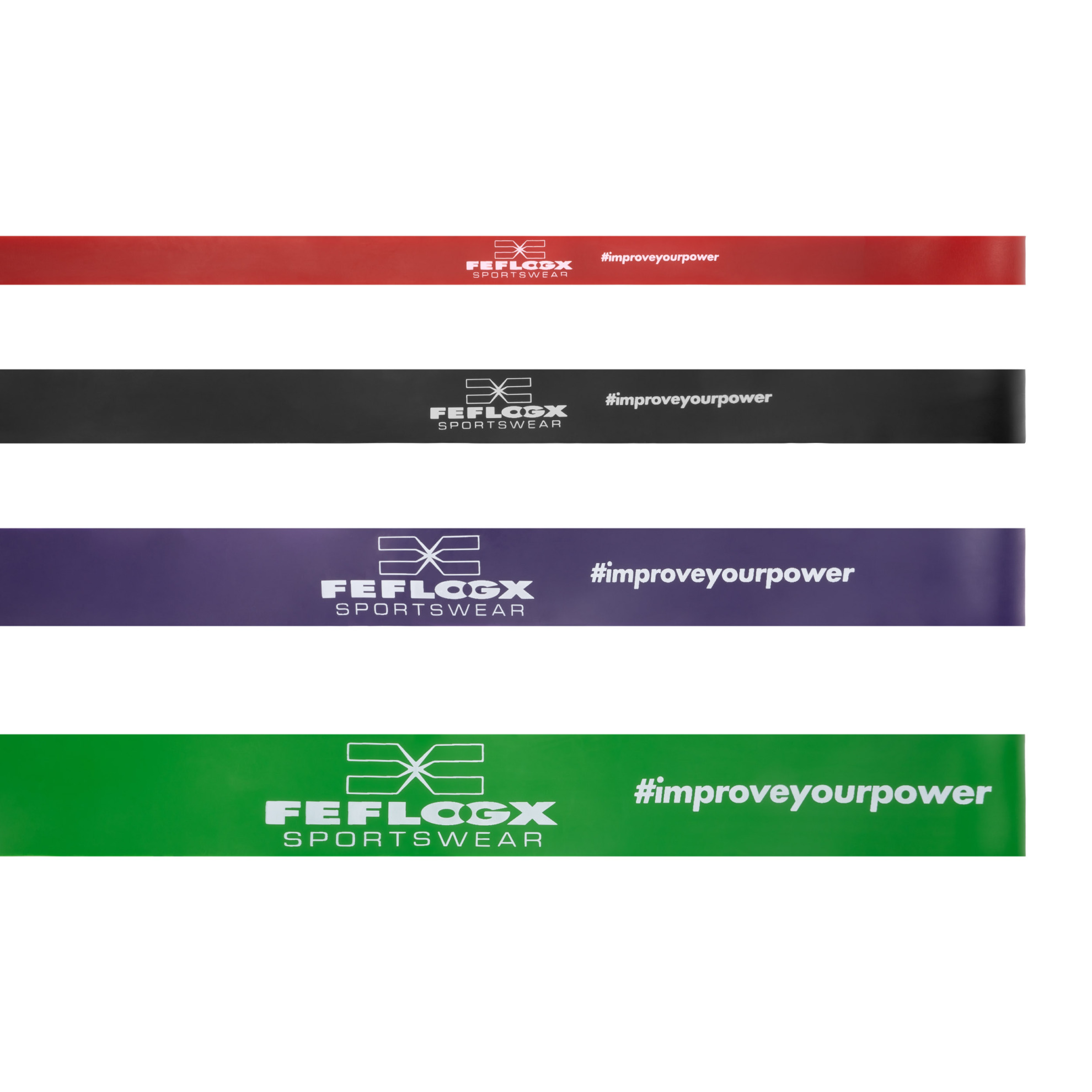 FFX Große Profi Widerstands Fitnessbänder High Performance by FEFLOGX Sportswear. Gummibänder Sport einzeln oder in 4er- & 5er-Packs, Sport Widerstandsbänder in 4 verschiedenen Stärken und Farben. Resistance-Bands, Gummiband Sport, Fitnessbänder Set für Training, auch perfekt als Klimmzughilfe, Loop Bands 4er-Pack. FFX Große Profi Widerstands Fitnessbänder High Performance