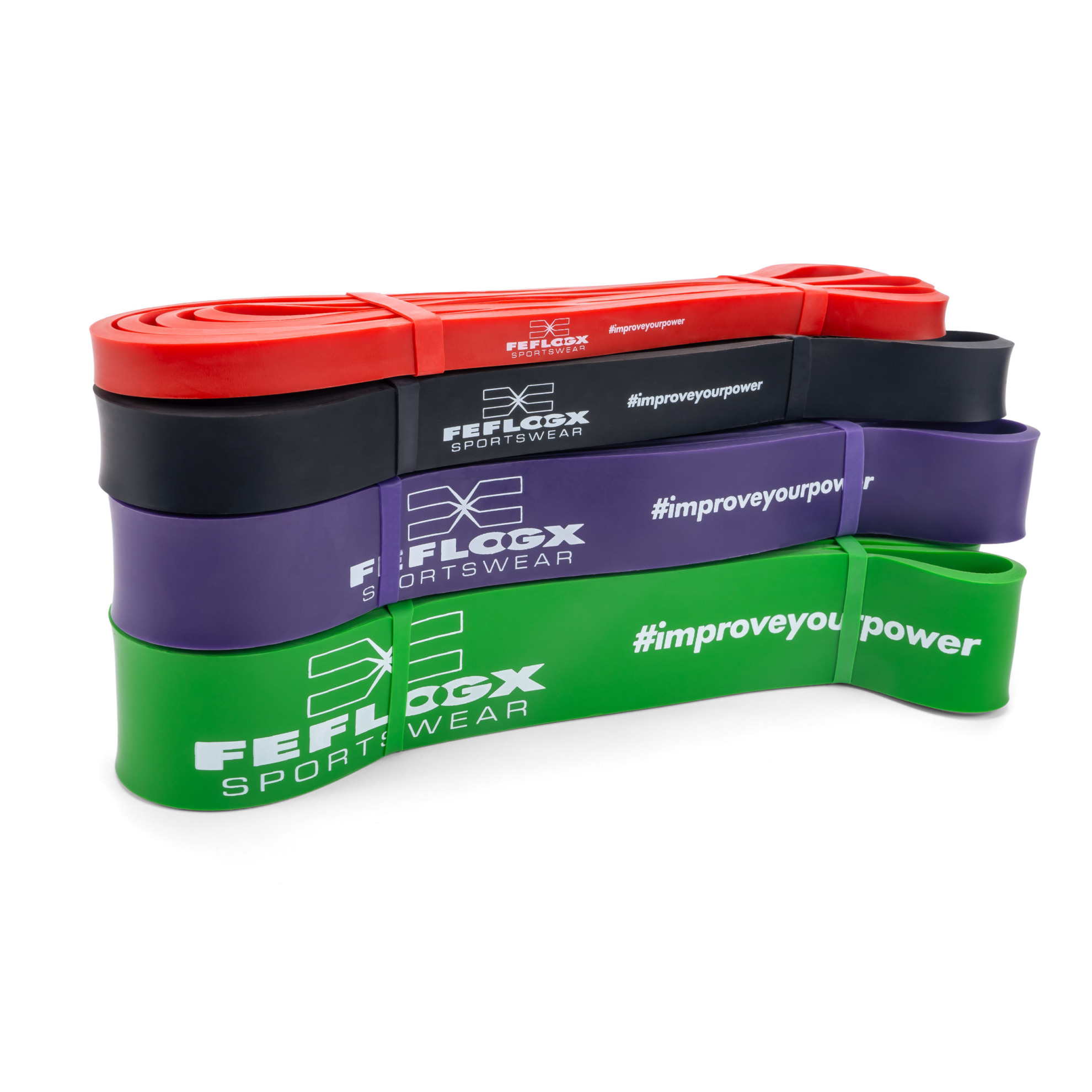 FFX Große Profi Widerstands Fitnessbänder High Performance by FEFLOGX Sportswear. Gummibänder Sport einzeln oder in 4er- & 5er-Packs, Sport Widerstandsbänder in 4 verschiedenen Stärken und Farben. Resistance-Bands, Gummiband Sport, Fitnessbänder Set für Training, auch perfekt als Klimmzughilfe, Loop Bands 4er-Pack (3). FFX Große Profi Widerstands Fitnessbänder High Performance