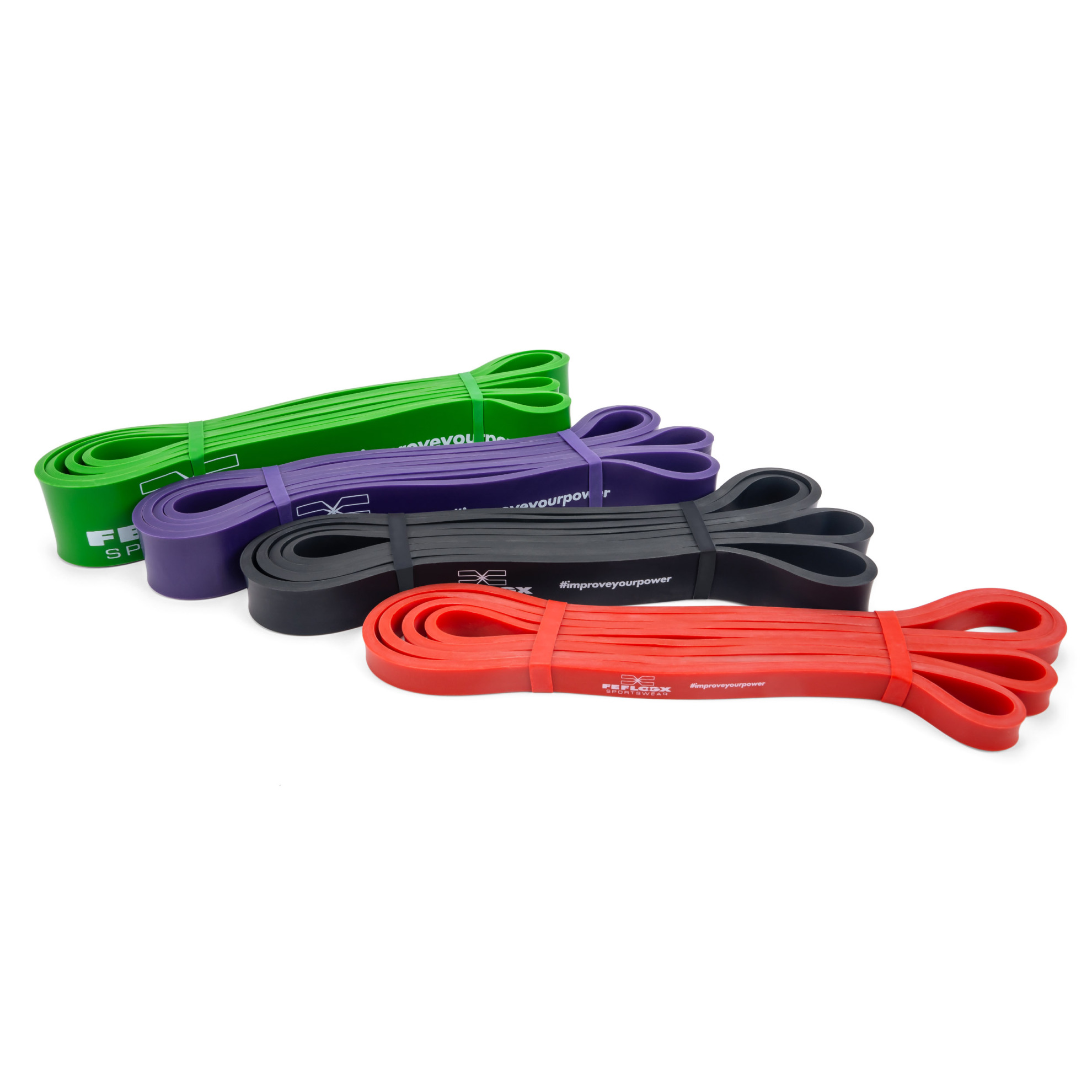 FFX Große Profi Widerstands Fitnessbänder High Performance by FEFLOGX Sportswear. Gummibänder Sport einzeln oder in 4er- & 5er-Packs, Sport Widerstandsbänder in 4 verschiedenen Stärken und Farben. Resistance-Bands, Gummiband Sport, Fitnessbänder Set für Training, auch perfekt als Klimmzughilfe, Loop Bands 4er-Pack (2). FFX Große Profi Widerstands Fitnessbänder High Performance