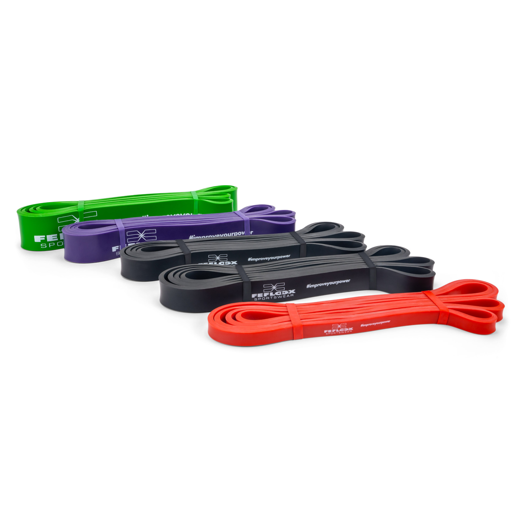 FFX Große Profi Widerstands Fitnessbänder High Performance by FEFLOGX Sportswear. Gummibänder Sport einzeln oder in 4er- & 5er-Packs, Sport Widerstandsbänder in 4 verschiedenen Stärken und Farben. Resistance-Bands, Gummiband Sport, Fitnessbänder Set für Training, auch perfekt als Klimmzughilfe, Loop Bands 5er-Pack (1). FFX Große Profi Widerstands Fitnessbänder High Performance