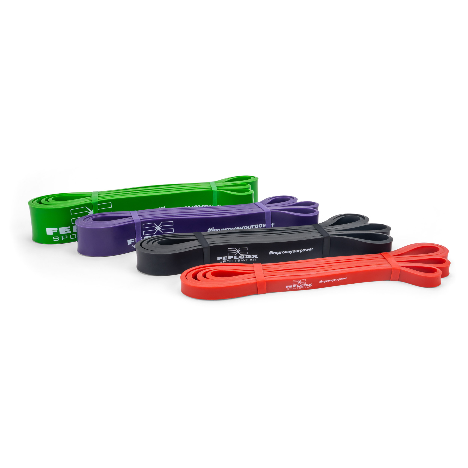 FFX Große Profi Widerstands Fitnessbänder High Performance by FEFLOGX Sportswear. Gummibänder Sport einzeln oder in 4er- & 5er-Packs, Sport Widerstandsbänder in 4 verschiedenen Stärken und Farben. Resistance-Bands, Gummiband Sport, Fitnessbänder Set für Training, auch perfekt als Klimmzughilfe, Loop Bands 4er-Pack (1). FFX Große Profi Widerstands Fitnessbänder High Performance