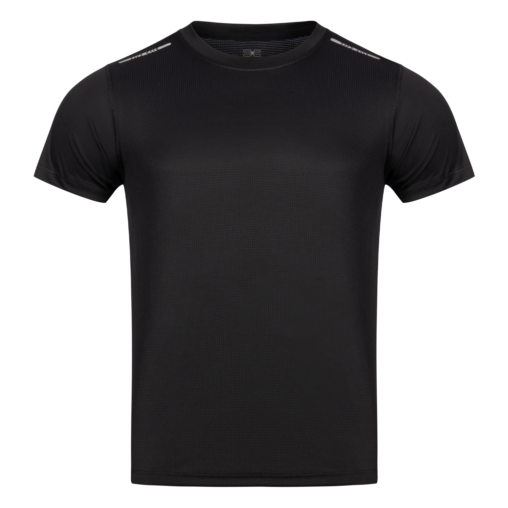FFX Sport Shirt Total Power von FEFLOGX in schwarz & grau, Sport T Shirt, Sport Oberteil, Funktionsshirt, Mesh Shirt, Sportshirt, Trainingsshirt, vordere Ansicht des schwarzen Shirts. FFX Dry-Tech Mesh Funktionsshirt Superior Fit