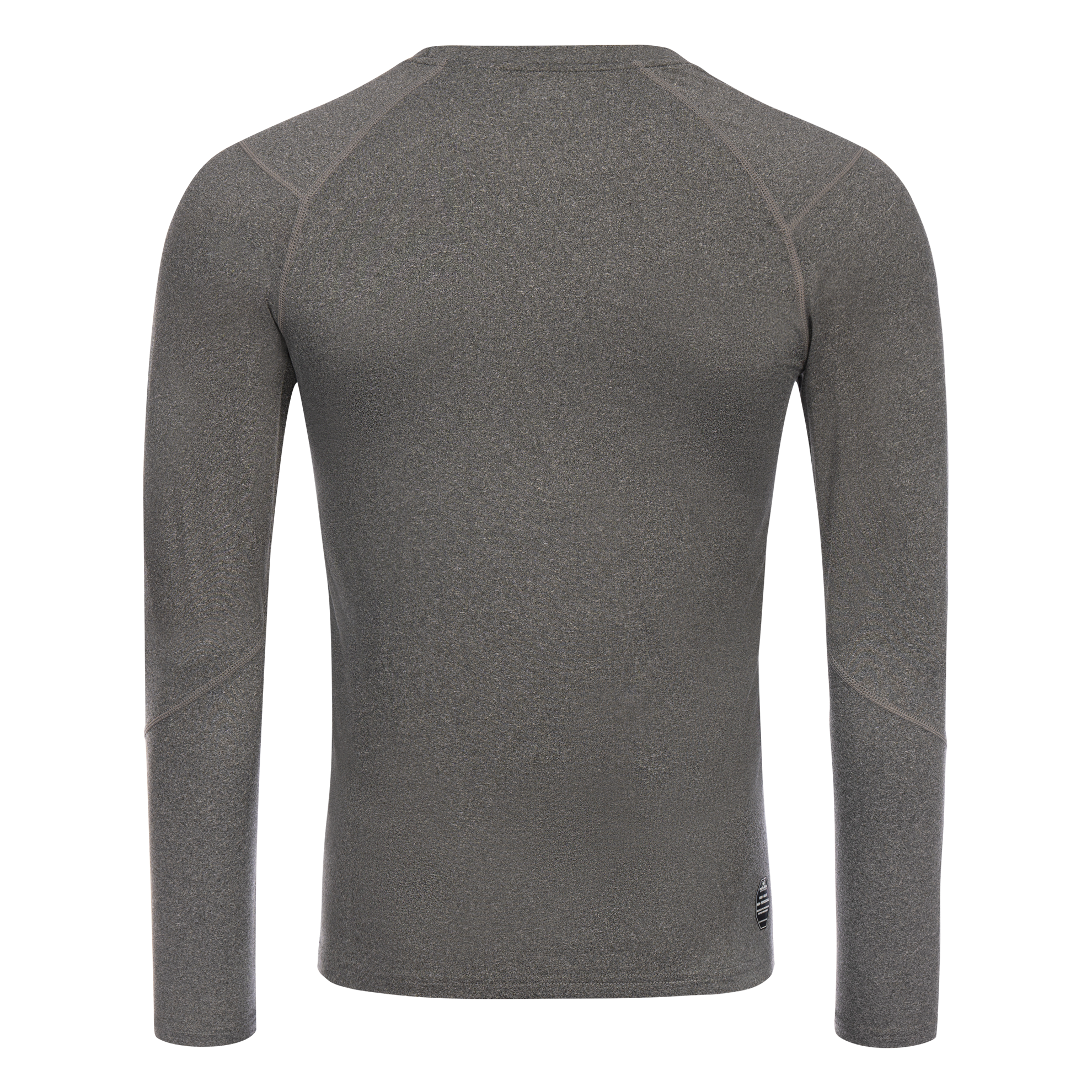 FFX Körperbetontes Sport Sweatshirt Performance Comfort von FEFLOGX Sportswear. Extrem hochwertig, super bequem, unglaublich gemütlicher Stoff & erstklassige Passform. Sport Oberteil, Longsleeve Shirt, langes Sportshirt, Sport Pullover, grau, schwarz & blaugrün. hintere Ansicht der grauen Farbe (1). FFX Langarm Compression Rashguard Core Fit