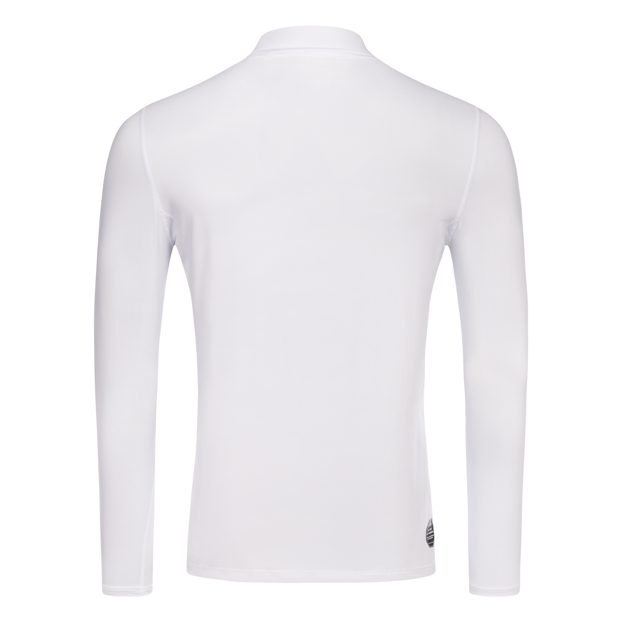 FFX Langarm Kompressions Sport Shirt Extreme Power by FEFLOGX Sportswear. Extrem hochwertig, super bequem & erstklassige Passform für High Performance, Sport Sweatshirt, Sweatshirt, Sport Oberteil, Longsleeve Shirt, Sport Shirt, Sportshirt langarm, Rashguard, langarm Rashguard, Sportshirt langärmlig, langarm Rashguard, Farben: blau, schwarz, weiß & grün, hintere Ansicht des weißen langarm Kompressionsshirt. FFX Langarm Kompressions Sport Shirt Extreme Power