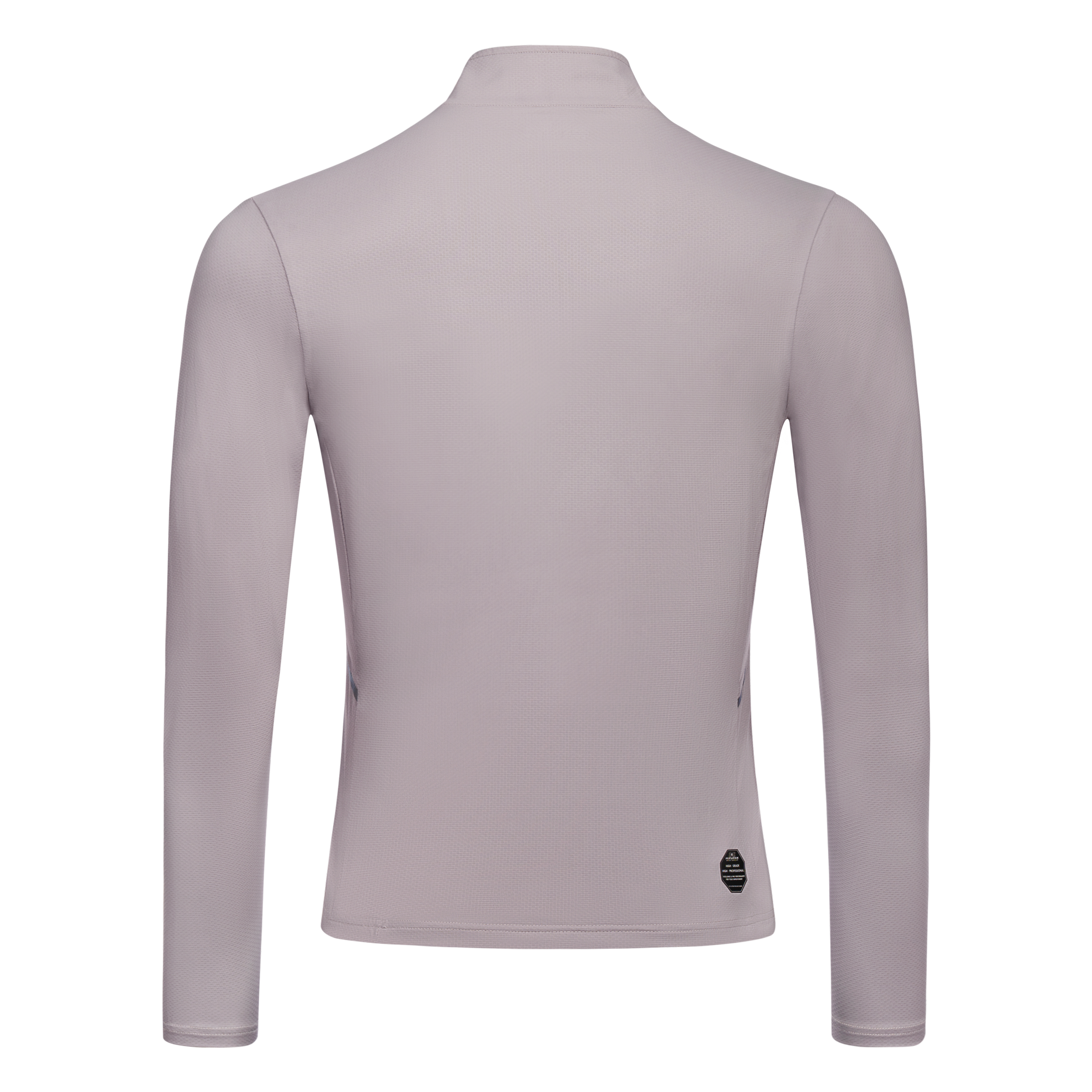 FFX High Performance Sport Sweatshirt mit Reißverschluss by FEFLOGX Sportswear, super komfortabel & mega Top stylisches Design, Sweater, Sport Sweatshirt, Longsleeve Shirt, Zip Pullover, Sport Oberteil, Sweatshirt, Mesh Look, Farben: schwarz, grau-weiß, hellblau, hintere Ansicht des grau-beigen Sport Sweatshirt mit 1/4 Reißverschluss. FFX High Performance Sport Sweatshirt mit Reißverschluss