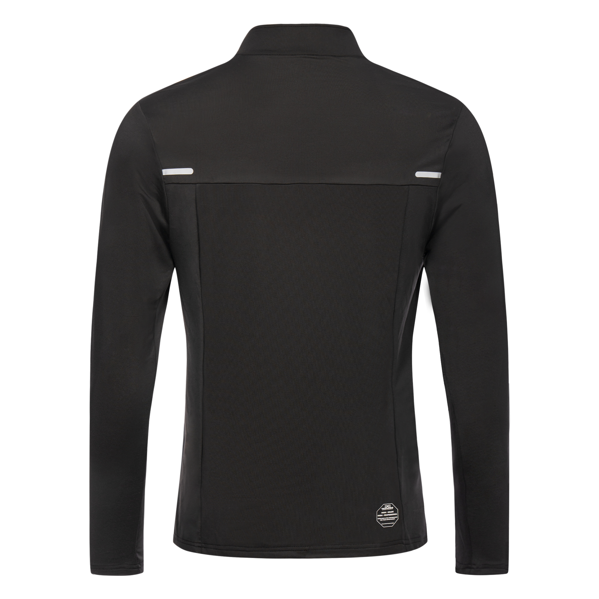 FFX ¼ Reißverschluss Sport Longsleeve Total Power by FEFLOGX Sportswear in grau & schwarz, Longsleeve, Sport Sweatshirt, Sport Sweater, Sport Pullover, Pullover mit Reißverschluss, Sportshirt langarm, hintere Ansicht des schwarzen Sport Pullover mit Half-Zipper. FFX ¼ Reißverschluss Sport Longsleeve Total Power