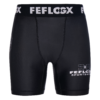 FFX MMA Tight Shorts Fight Performance by FEFLOGX Sportswear in blau, schwarz, rot, Camouflage-black & weiß, Sport Shorts, kurze Sporthose, Fight Shorts, MMA Shorts, Kompressionsshorts, MMA Tight Shorts, kurze Tights, vordere Ansicht der schwarzen Compression Shorts. FFX MMA Fight Shorts Performance