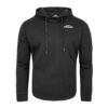 FFX Special Hoody Kapuzenpullover Ultimate Strike by FEFLOGX Sportswear in den Farben grau, blass-grün & schwarz, Sport Hoodie, Basic Hoodie, Sweater, Pullover mit Kapuze, Kapuzenpullover, Gym Hoodie, vordere Ansicht des super-gemütlichen & stilvollen schwarzen Kapuzen Pullover. FFX leichte Pro-Tech Sportjacke Performance Windbreaker