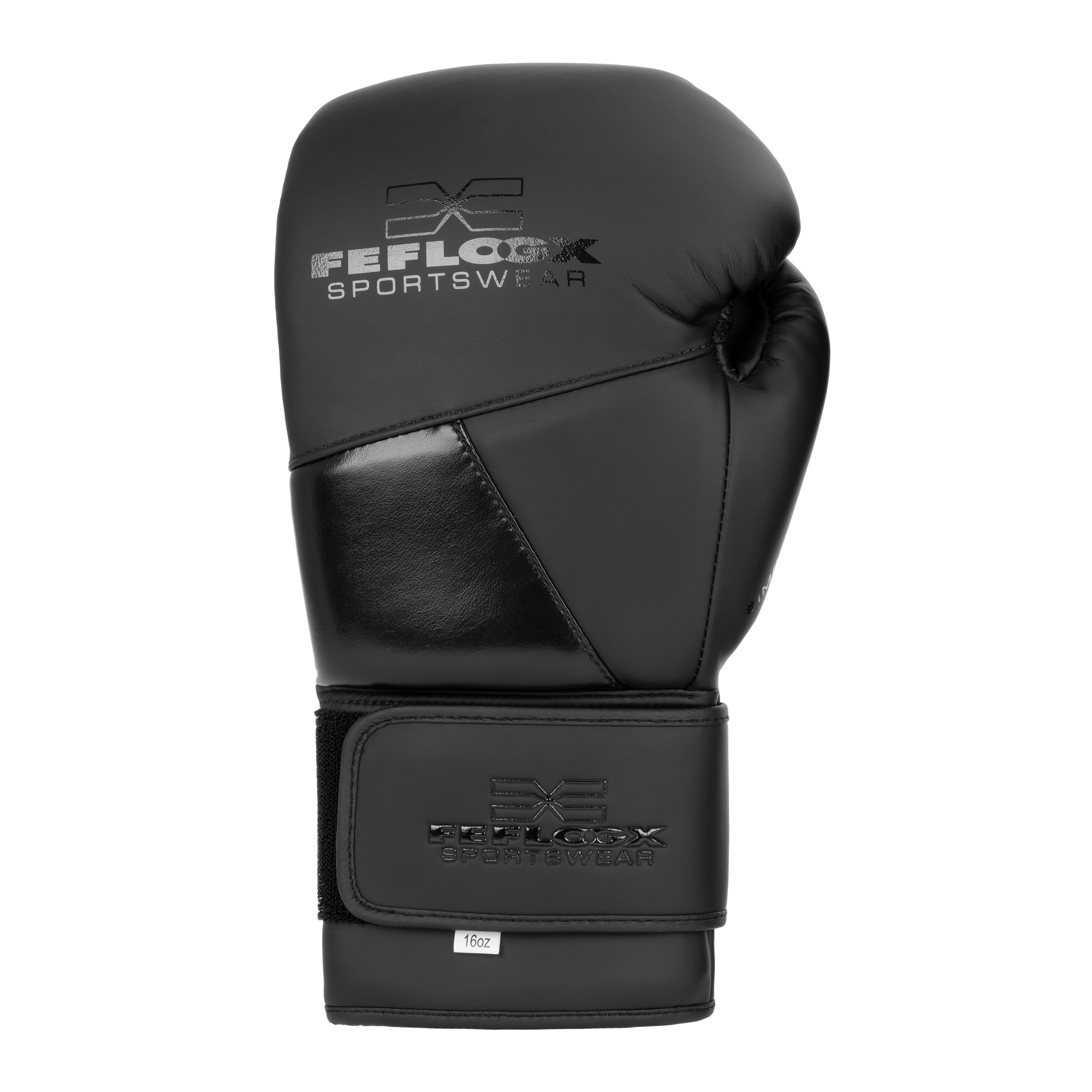 FFX High Level Profi Boxhandschuhe Superior Striker by FEFLOGX, Kickboxhandschuhe, Handschuhe für Boxen & Kickboxen & Muay-Thai, High-professional Boxing Gloves Elite, Handrücken-Ansicht des schwarzen Thaibox Handschuhe. FFX High Level Profi Boxhandschuhe Superior Striker